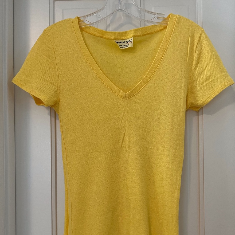 Michael Stars Sunny Yellow Metallic V-Neck Tee